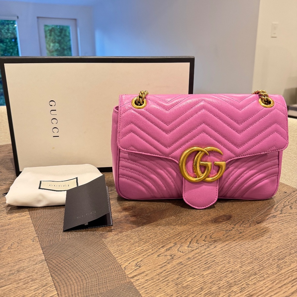 Gucci Marmont Shoulder Pink Purse - Picture 1 of 6